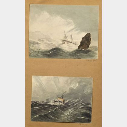 Attributed to Henry Schreiner Stellwagen (American, d. 1866) Five Watercolor Views.