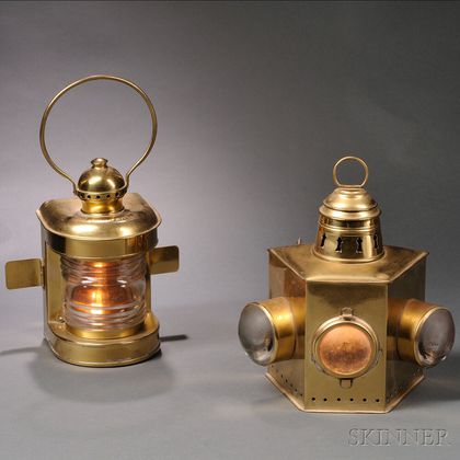 Two Brass Ship's Lights