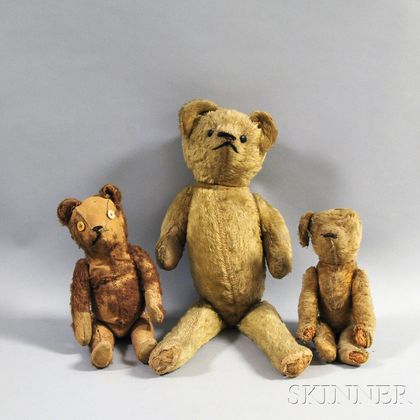 Three Early Mohair Teddy Bears