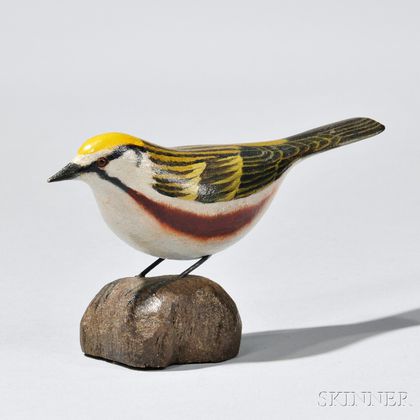 Carved and Painted Chestnut-sided Warbler