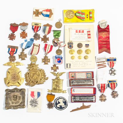 Group of Spanish American War, WWI, and Some WWII Medals