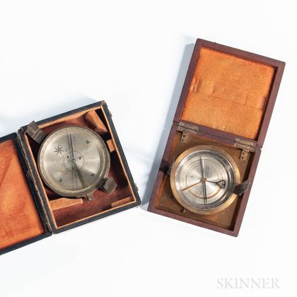Two Edmund Draper Surveyor's Pocket Compasses
