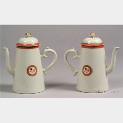 Pair of Chinese Export Porcelain Lighthouse Coffeepots