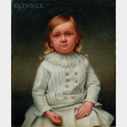 American School, 19th Century Portrait of a Seated Child in White