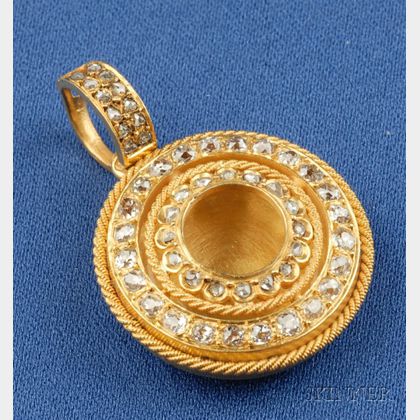 Antique 18kt Gold and Diamond Locket, France
