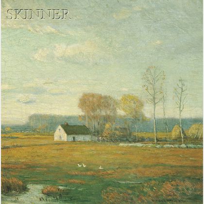 Benjamin Osro Eggleston (American, 1867-1937) Late Afternoon Landscape with Haystacks
