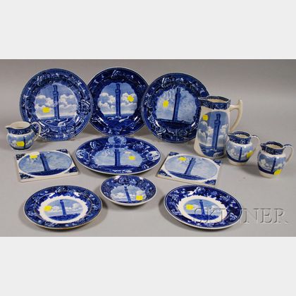Thirteen Wedgwood Provincetown, Massachusetts, Transfer-decorated Ceramic Tableware Items. 