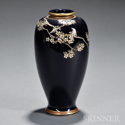 Royal Blue Satsuma Meiping Vase