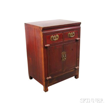 Small Chinese Stained and Carved Hardwood Cabinet