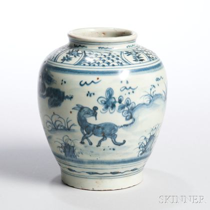 Small Blue and White Export Jar