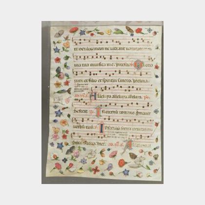 Spanish Baroque Antiphony Sheet with Decorative Borders