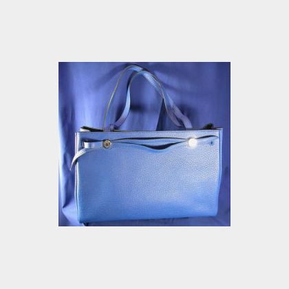 Blue Leather &#34;Cabana&#34; Handbag, Hermes