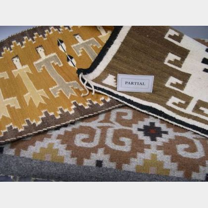 Four Navajo Woven Rugs and Two Saddle Blankets. 