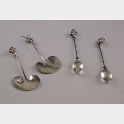 Two Pairs of Sterling Silver Earpendants