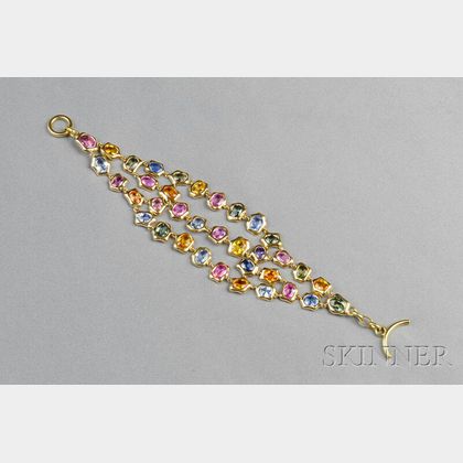 18kt Gold and Colored Sapphire Bracelet