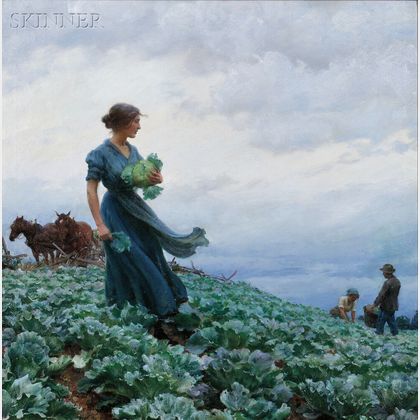 Charles Courtney Curran (American, 1861-1942) The Cabbage Field
