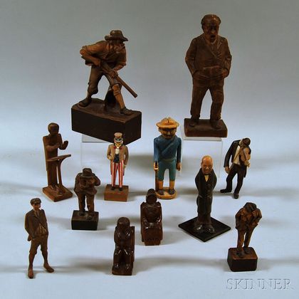 Group of Modern Figural Wood Carvings