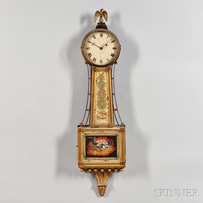 Gilt Front Patent Timepiece or "Banjo" Clock