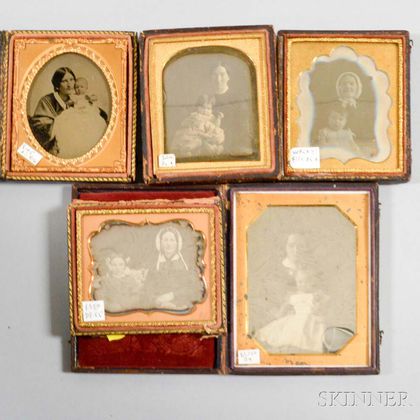 Five Mostly Daguerreotypes of Mothers and Children