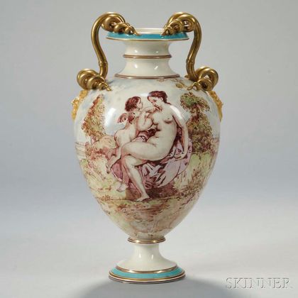 Wedgwood Emile Lessore Decorated Queen's Ware Vase