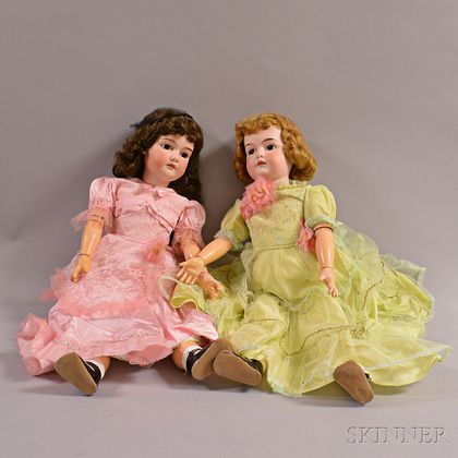 Two Large Armand Marseille Bisque Head Dolls