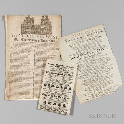 Theatre Playbills, Approximately Thirty, Late-18th to Mid-19th Century.