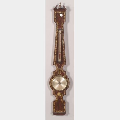 British Rosewood and Mother of Pearl Inlaid Wheel Barometer