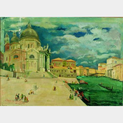 Jean Isy de Botton (French, 1898-1978) Venise - L'Orage sur la Santa Maria della Salute