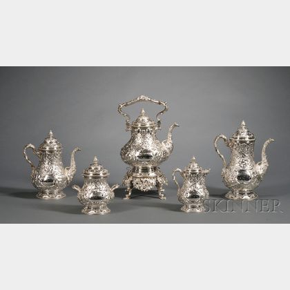 William Gale for Tiffany & Co. Five Piece Sterling Presentation Tea and Coffee Service