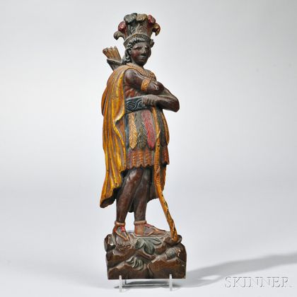 Polychrome-painted Cast Iron Indian Figure