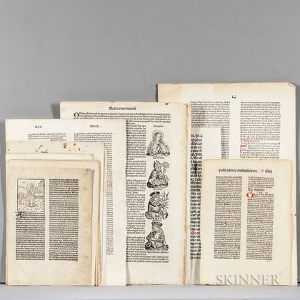 Leaves from Incunabula, Early Printed Books, and Fine Printing, Approximately Thirty-eight Leaves.