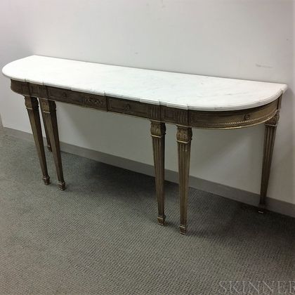 Louis XVI-style Carved and Gilt Marble-top Console Table