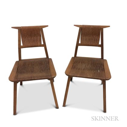 Two Chairs with Woven Rush Seats and Backs