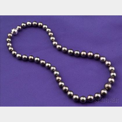 Strand of Cultured Black Pearls, Mikimoto
