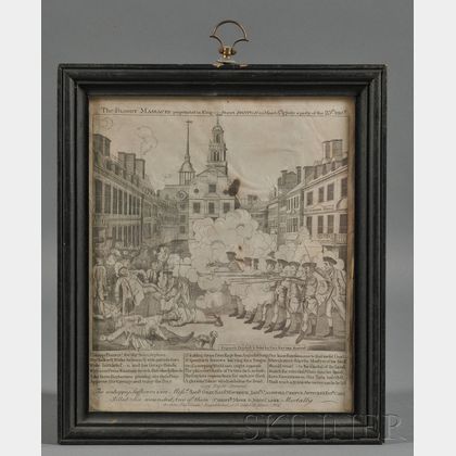 Framed "Fac-Simile" Engraving of Paul Revere's Boston Massacre