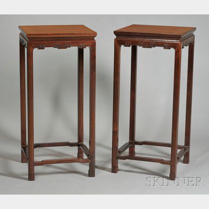 Pair of Tall Rosewood Stands