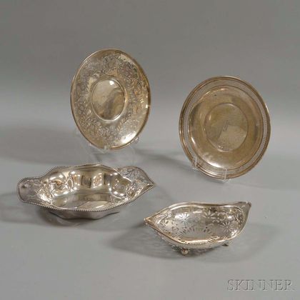 Four Sterling Silver Pierced Trays