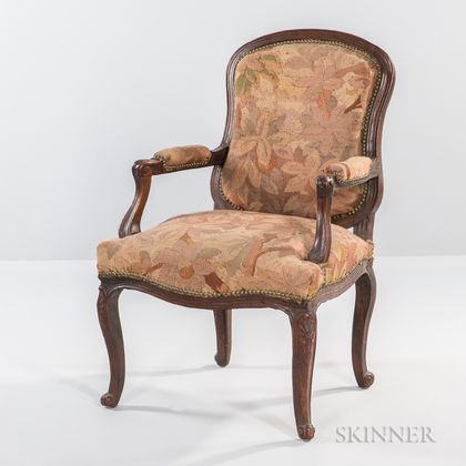 Louis XV-style Tapestry-upholstered Armchair