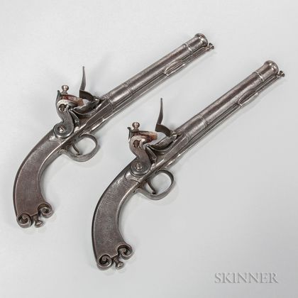 Pair of Scottish Flintlock Pistols by W. Brander