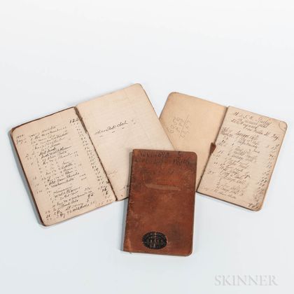 Three 19th Century W. & L.E. Gurley Leather-bound Day Books or Ledgers.