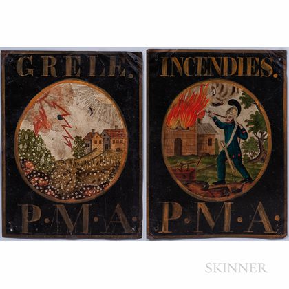 Pair of Painted Tin "Premiere Mutual Assurance" Advertising Signs