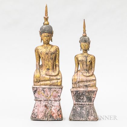 Two Thai Polychrome Buddhas