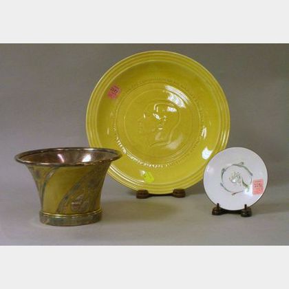 Christofle Metal Bowl, a V. Rolfe Enameled Dish, and a Coronation of King Edward VIII Yellow Glazed Ceramic Plate. 
