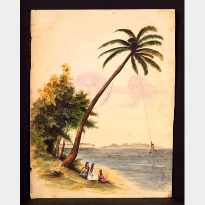 Attributed to Henry Schreiner Stellwagen (American, d. 1866) Three Watercolor Views.