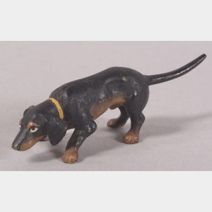 Viennese Cold Painted Miniature Bronze Figure of a Hound Dog