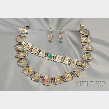 Sterling Silver and 22kt Gold Gem-set Suite, Michie McConnell