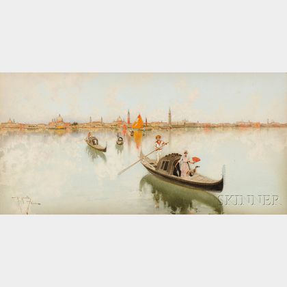 Raffaele Mainella (Italian, 1858-1907) Venice, Across the Lagoon