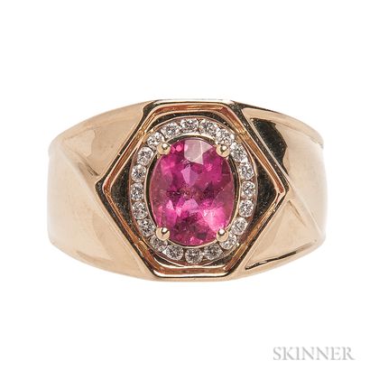 14kt Gold, Pink Tourmaline, and Diamond Ring