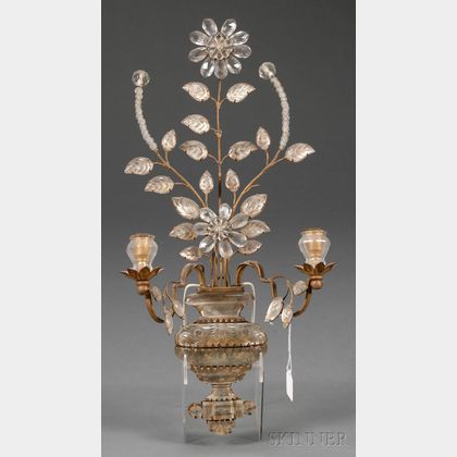 Baroque-style Molded Colorless Glass Two-light Wall Sconce
