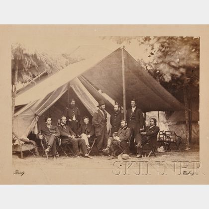 Framed Matthew Brady Photo of Union Civil War Figures at Petersburg, Virginia